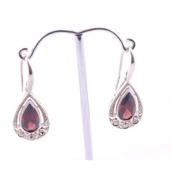 Victorian Style Silver and Garnet Earrings